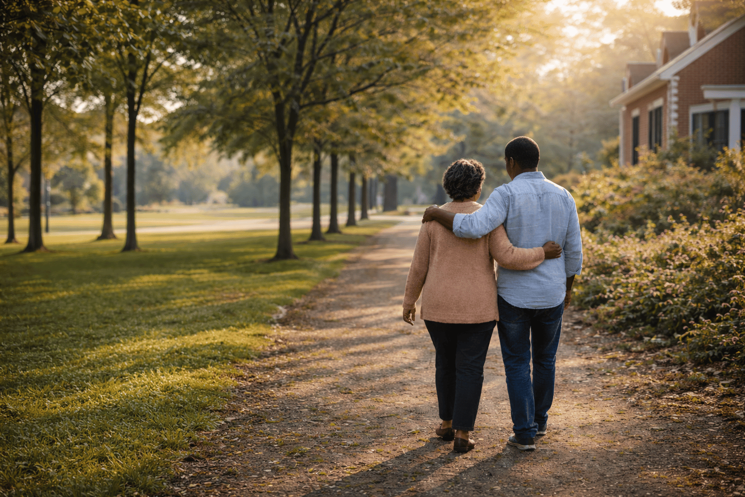 Family discussing senior living options with Compass Place